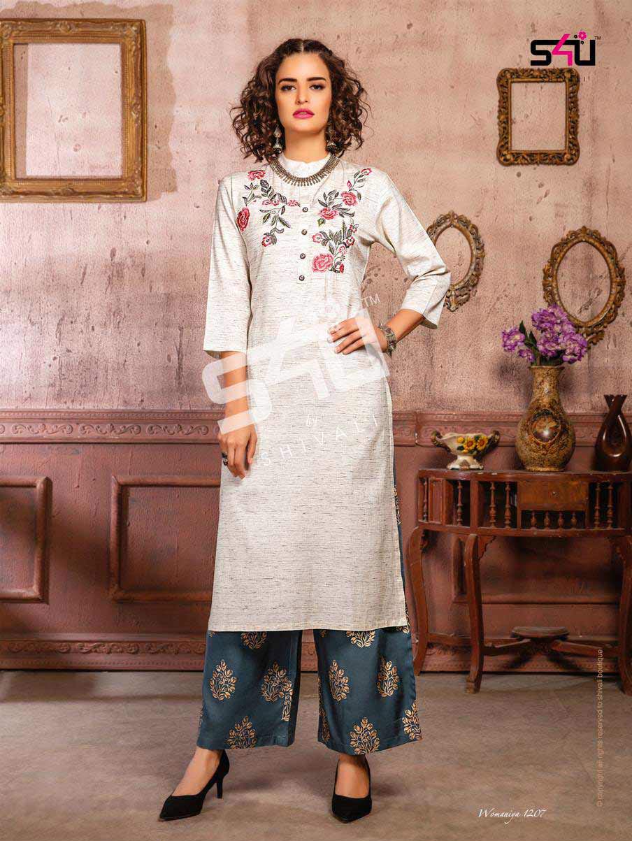 Womaniya Vol 12 By S4u Beautiful Printed Kurties With Plazzo Womaniya Vol 12 By S4u Beautiful Printed Kurties With Plazzo
